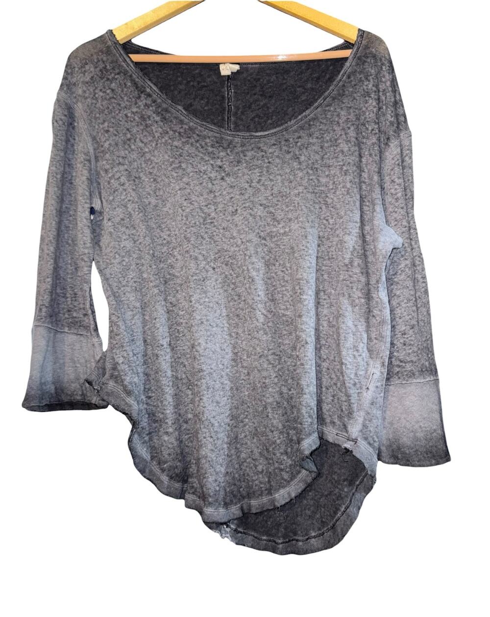 Free People Asymmetrical Linen Blend Top Women's XS Oversized Lightweight Grunge